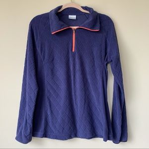 Columbia Fleece Popover 1/4 Zip Long Sleeve Size Large Purple Quilted